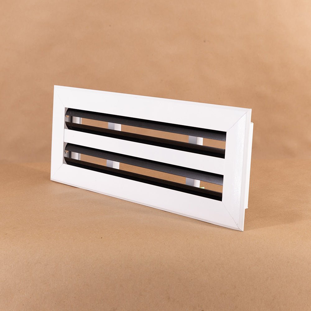 White 12x4 linear slot diffuser with directional airflow dampers